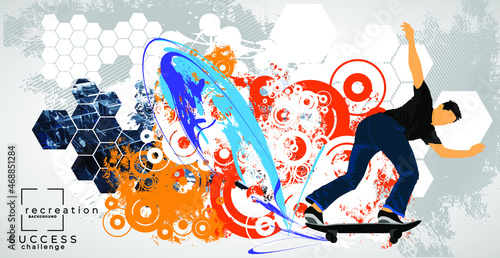 Young male skateboarder. Healthy lifestyle. Vector easy to editable 