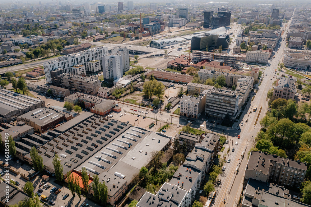 Łódź, zdjęcia miasta z drona - obrazy, fototapety, plakaty 