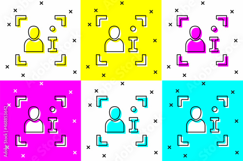 Set Television report icon isolated on color background. TV news. Vector
