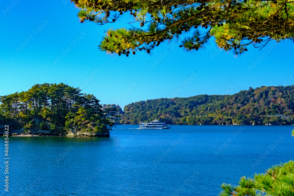 福浦島の見晴らし台からの島々の光景