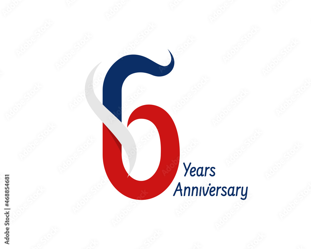 6 years anniversary logo with ribbon for celebration 6 years anniversary logo with ribbon for celebration