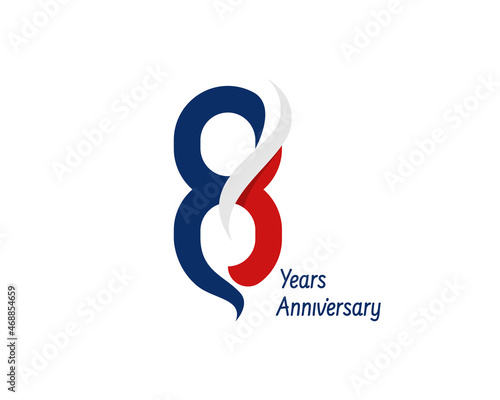 8 years anniversary logo with ribbon for celebration