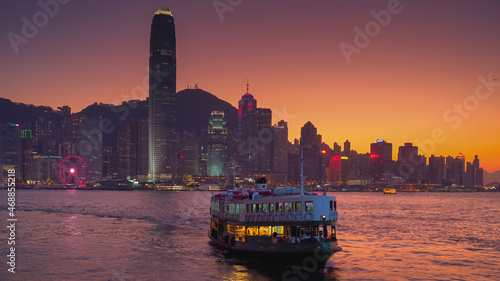 Photography Hong Kong, China - DEC 07, 2019: crossing Hong Kong harbor by ferry