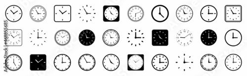Clock icon set. Vector Time and Clock icons set. Horizontal set of analog clock icon symbol .Circle arrow icon.Vector illustration. photo