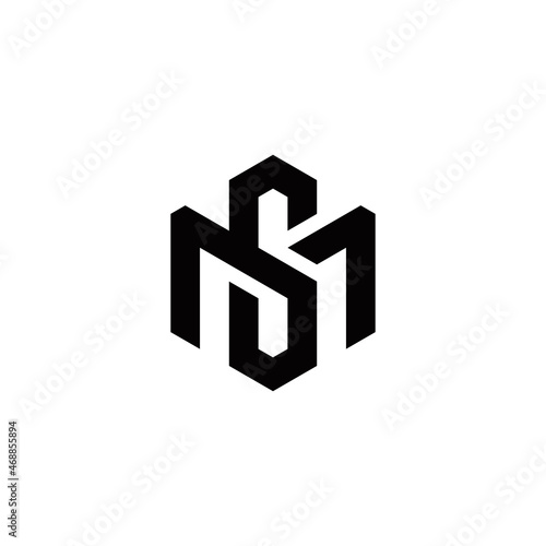 m s ms sm initial logo design vector template photo