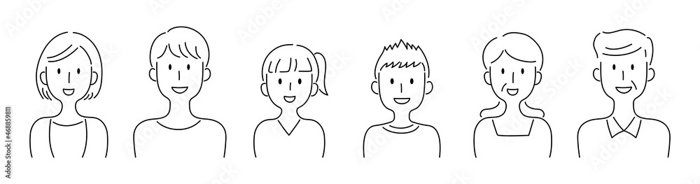 笑顔の家族のベクターイラスト 笑顔の家族のベクターイラスト