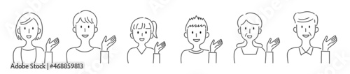 笑顔で案内する家族のベクターイラスト