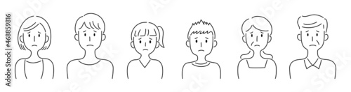 困った表情をする家族のベクターイラスト