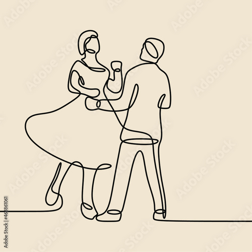 couple dancing oneline continuous single line art © Galih