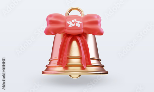 Photography 3d christmas bell Hongkong flag rendering front view