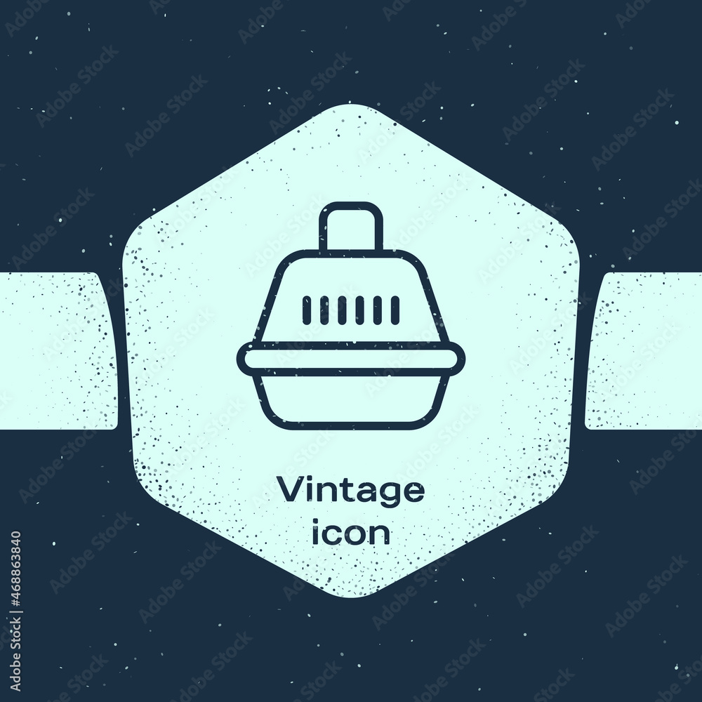 Grunge line Pet carry case icon isolated on blue background. Carrier for animals, dog and cat. Container for animals. Animal transport box. Monochrome vintage drawing. Vector Grunge line Pet carry case icon isolated on blue background. Carrier for animals, dog and cat. Container for animals. Animal transport box. Monochrome vintage drawing. Vector
