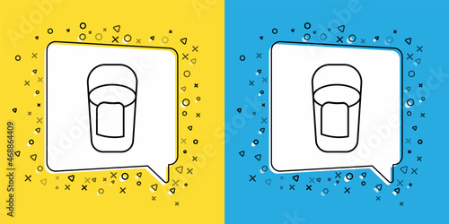 Set line Bucket with rag icon isolated on yellow and blue background. Cleaning service concept. Vector