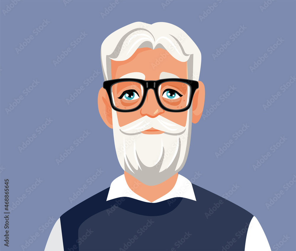 Modern Elderly Gentleman Vector Cartoon Portrait Modern Elderly Gentleman Vector Cartoon Portrait