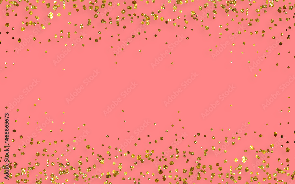 Golden glitter on pink background