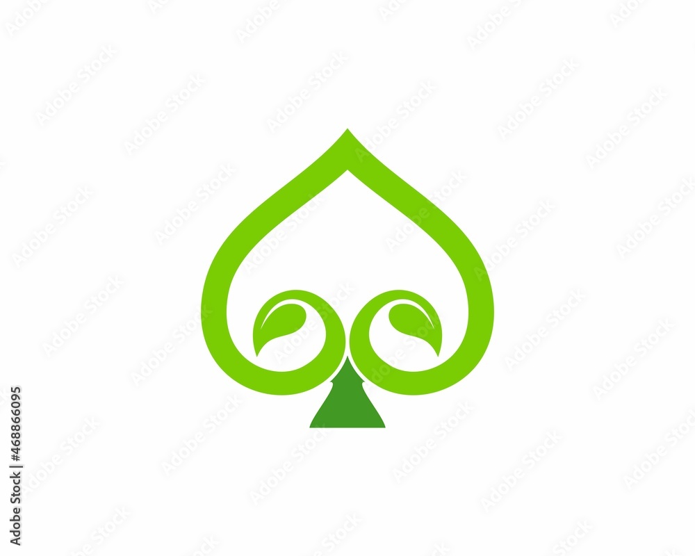 Twigs and leaf forming spade shape logo Twigs and leaf forming spade shape logo