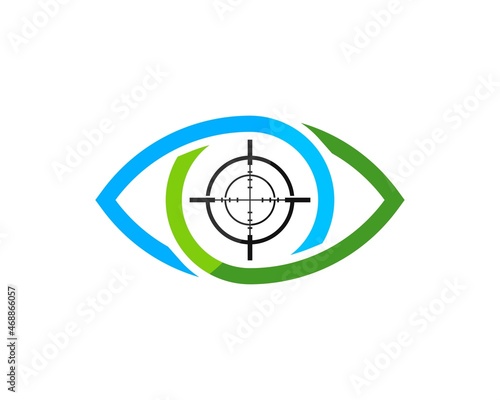 Abstract eye care with sniper symbol inside