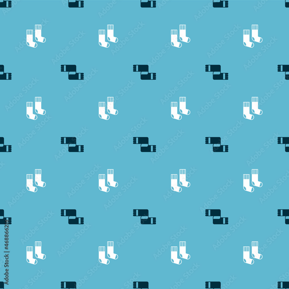 Set Winter scarf and Socks on seamless pattern. Vector Set Winter scarf and Socks on seamless pattern. Vector