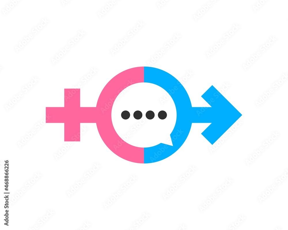 Man and girls symbol with bubble chat inside Man and girls symbol with bubble chat inside