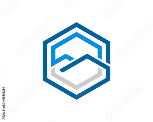 Double hexagonal shape with simple mountain inside