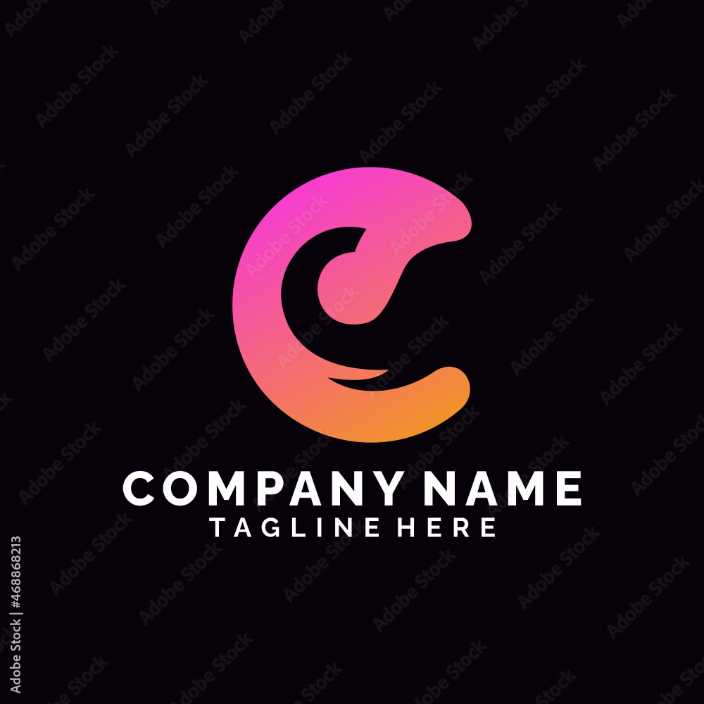 Letter C elephant negative space logo design Letter C elephant negative space logo design