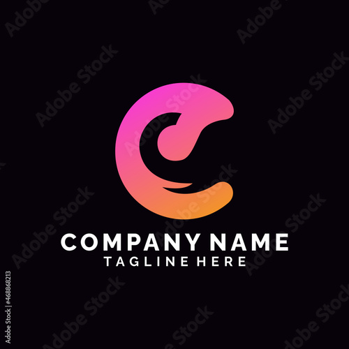 Letter C elephant negative space logo design