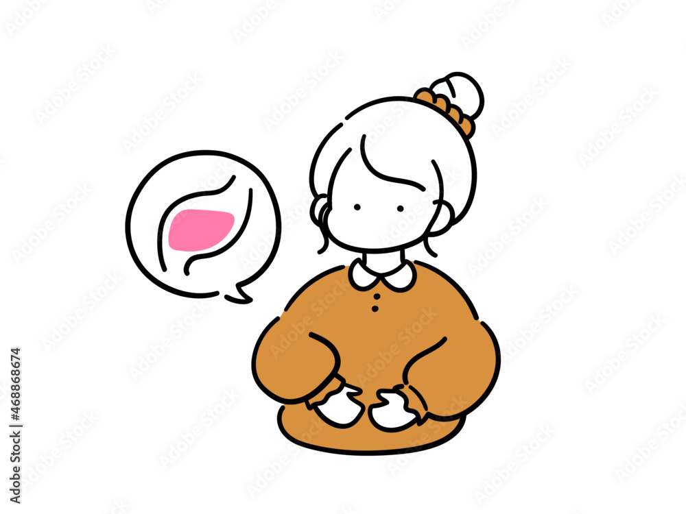 Φωτογραφία 腹八分目を心がける女の子のシンプルでおしゃれな線画イラスト