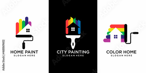 set of House and city renovation icon, Painting services icon,full color vector template