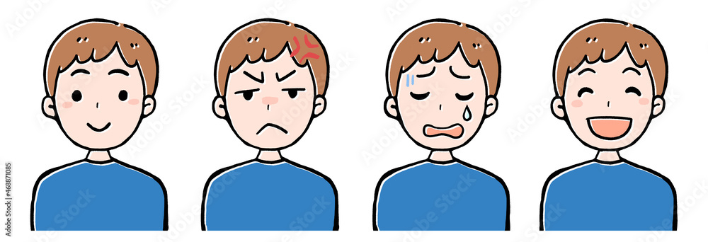 男性の喜怒哀楽イラストセット