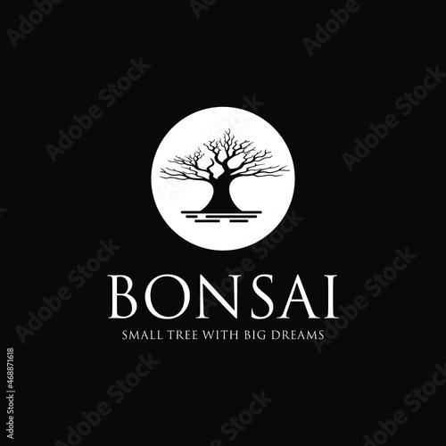unique and simple bonsai flat logo design