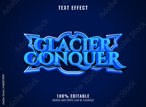 blue glacier conquer fantasy ice rpg games logo title text effect