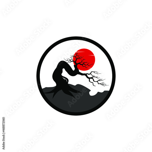 unique and simple bonsai flat logo design