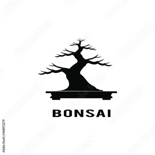 unique and simple bonsai flat logo design