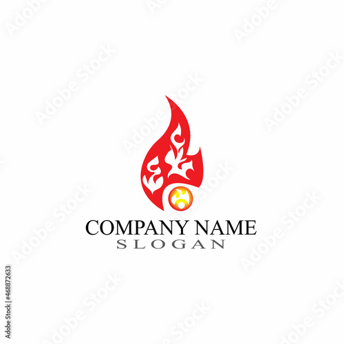Vector Fire Flame Simple abstract icon, symbol, logo design template