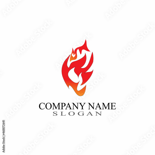 Vector Fire Flame Simple abstract icon, symbol, logo design template