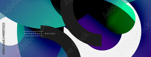 Round shapes circles and other geometric forms. Vector illustration for wallpaper banner background card or landing page