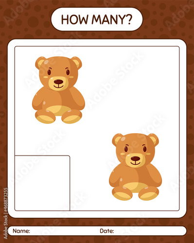 How many counting game with teddy bear. worksheet for preschool kids, kids activity sheet