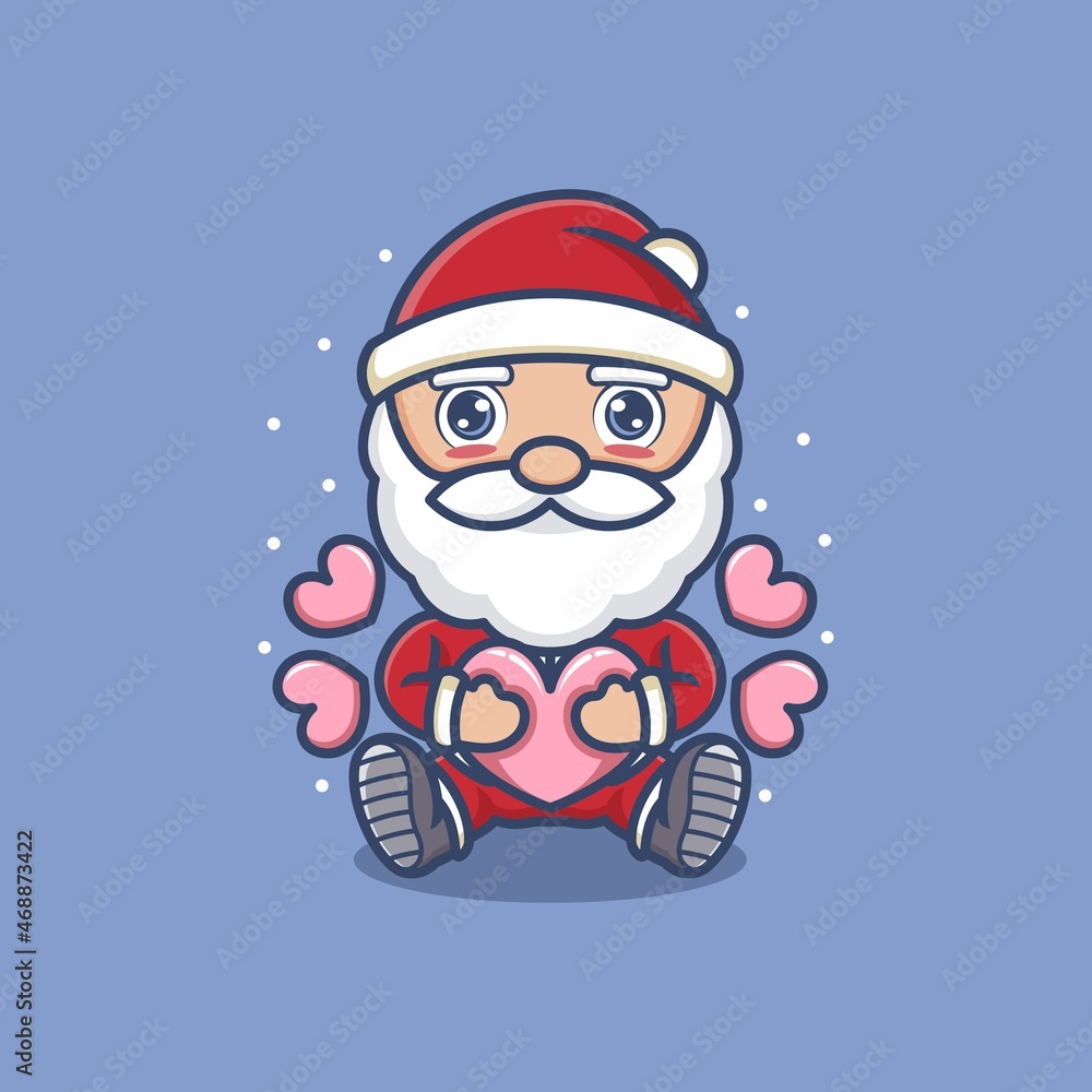 cute cartoon santa claus full of love. vector illustration for mascot logo or sticker cute cartoon santa claus full of love. vector illustration for mascot logo or sticker