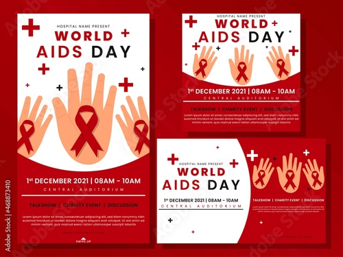 World AIDS day for social media post or stories template pack illustration