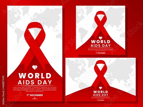 World AIDS day for social media post or stories template pack illustration