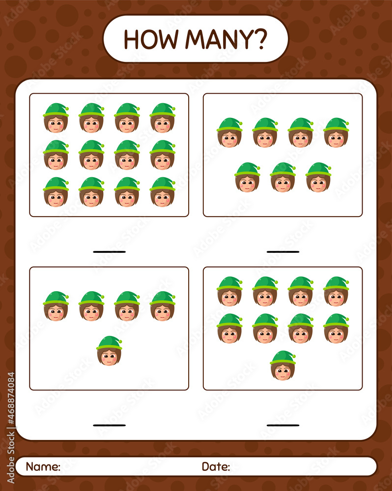 How many counting game with girls. worksheet for preschool kids, kids activity sheet How many counting game with girls. worksheet for preschool kids, kids activity sheet
