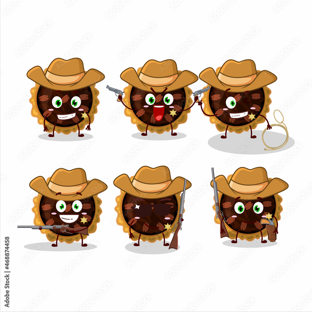 Obraz premium Cool cowboy pecan pie cartoon character with a cute hat