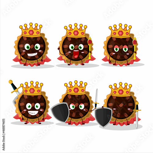 A Charismatic King pecan pie cartoon character wearing a gold crown