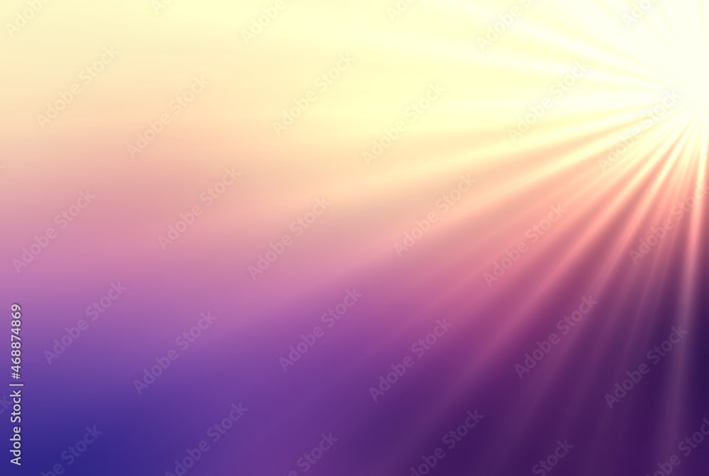 Bright rays side on lavender color sky plain background. Lilac pink yellow gradient. Bright rays side on lavender color sky plain background. Lilac pink yellow gradient.
