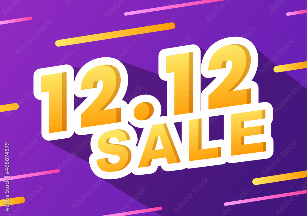 Fototapeta premium Special 12.12 Shopping Day with Super Sale Discount Poster or Banner Vector Illustration For Marketing Business Promotion Last Month of the Year