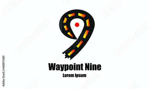 Icon vector template desain logo Waypoint nine with region pointer concept 