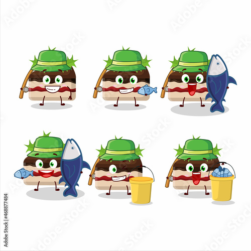 A fisherman slice of pudding cake christmas cartoon picture catch a big fish