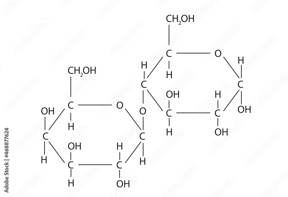 Molecular formula of Lactose (Structure of milk sugar) Stock Vector