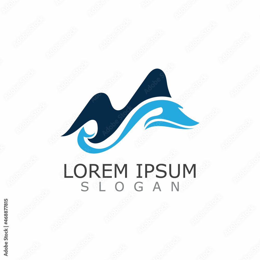 Mountain of Nature River logo simple adventure vector design template Mountain of Nature River logo simple adventure vector design template