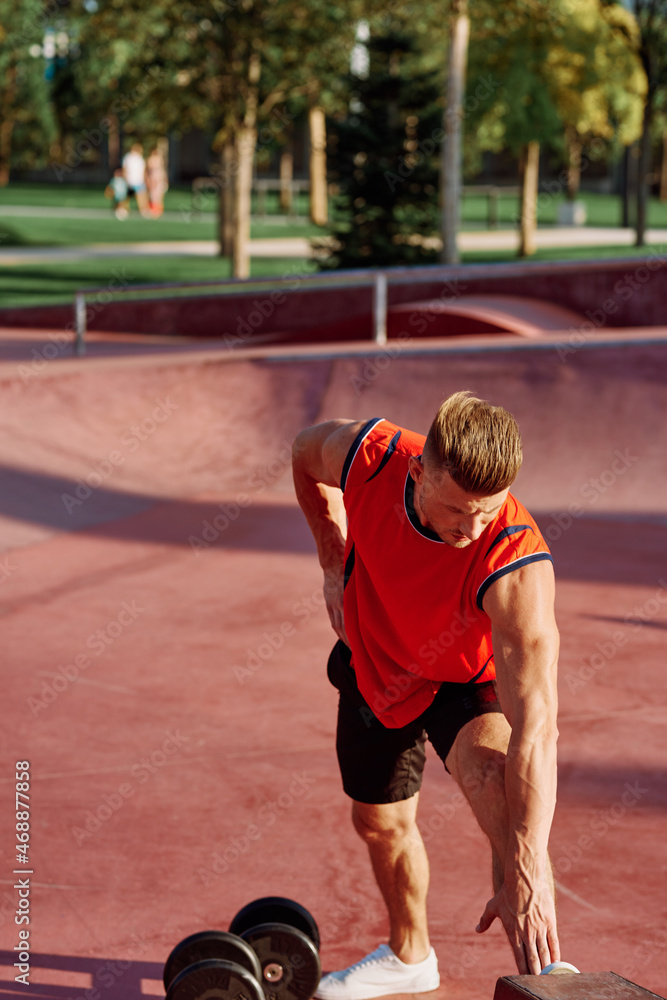 sporty man workout outdoors playground lifestyle fitness