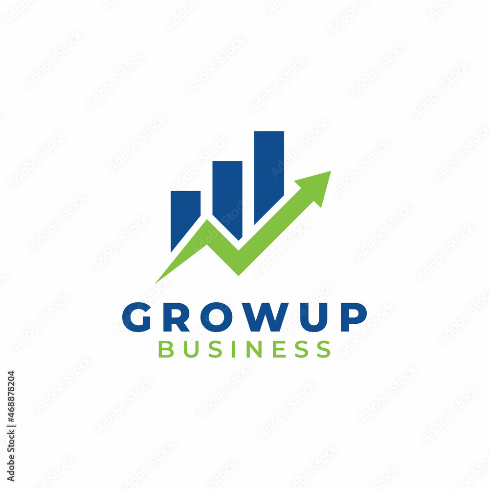 statistics business chart bar with arrow up logo design vector statistics business chart bar with arrow up logo design vector